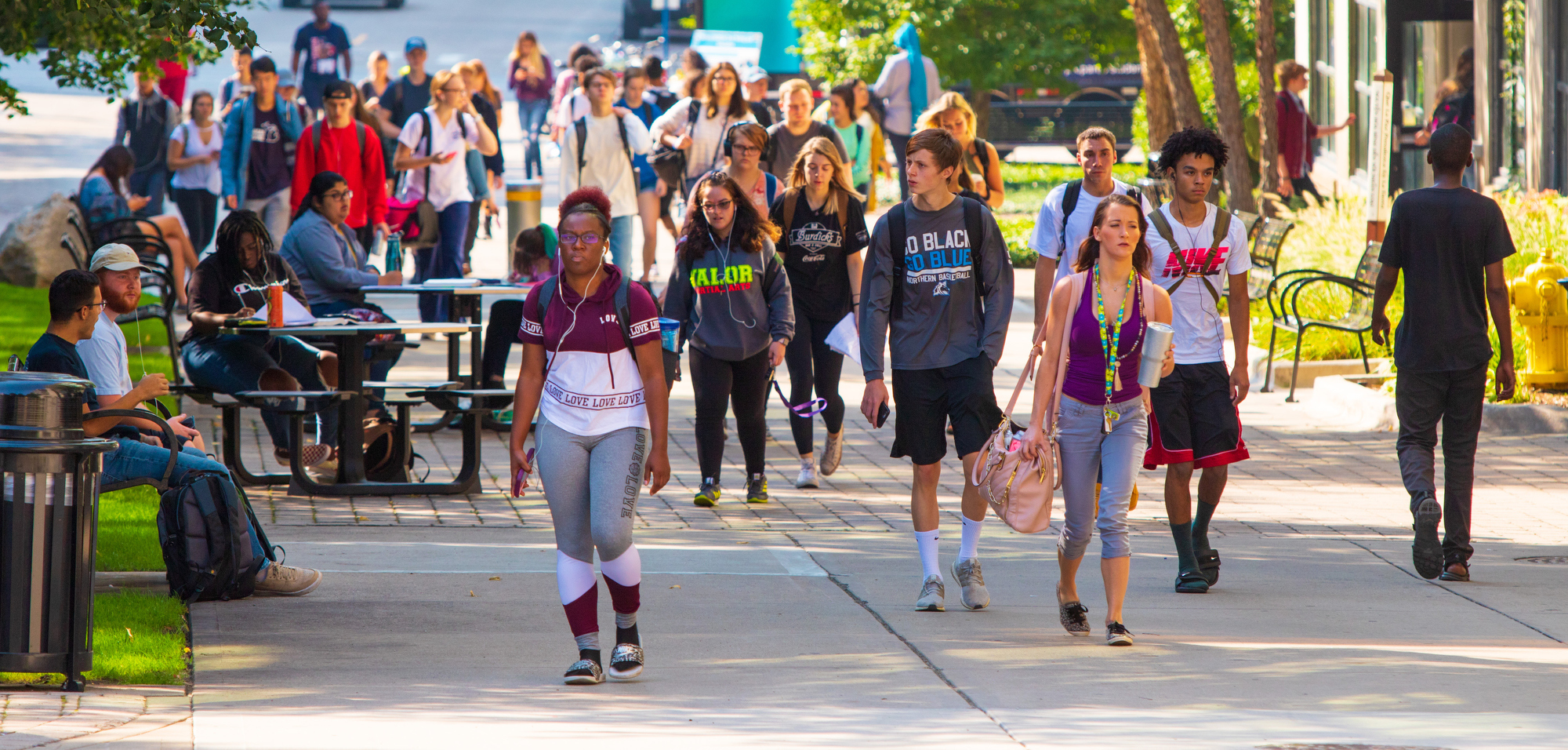GRCC Students walking on the Juan Olivarez Commons
