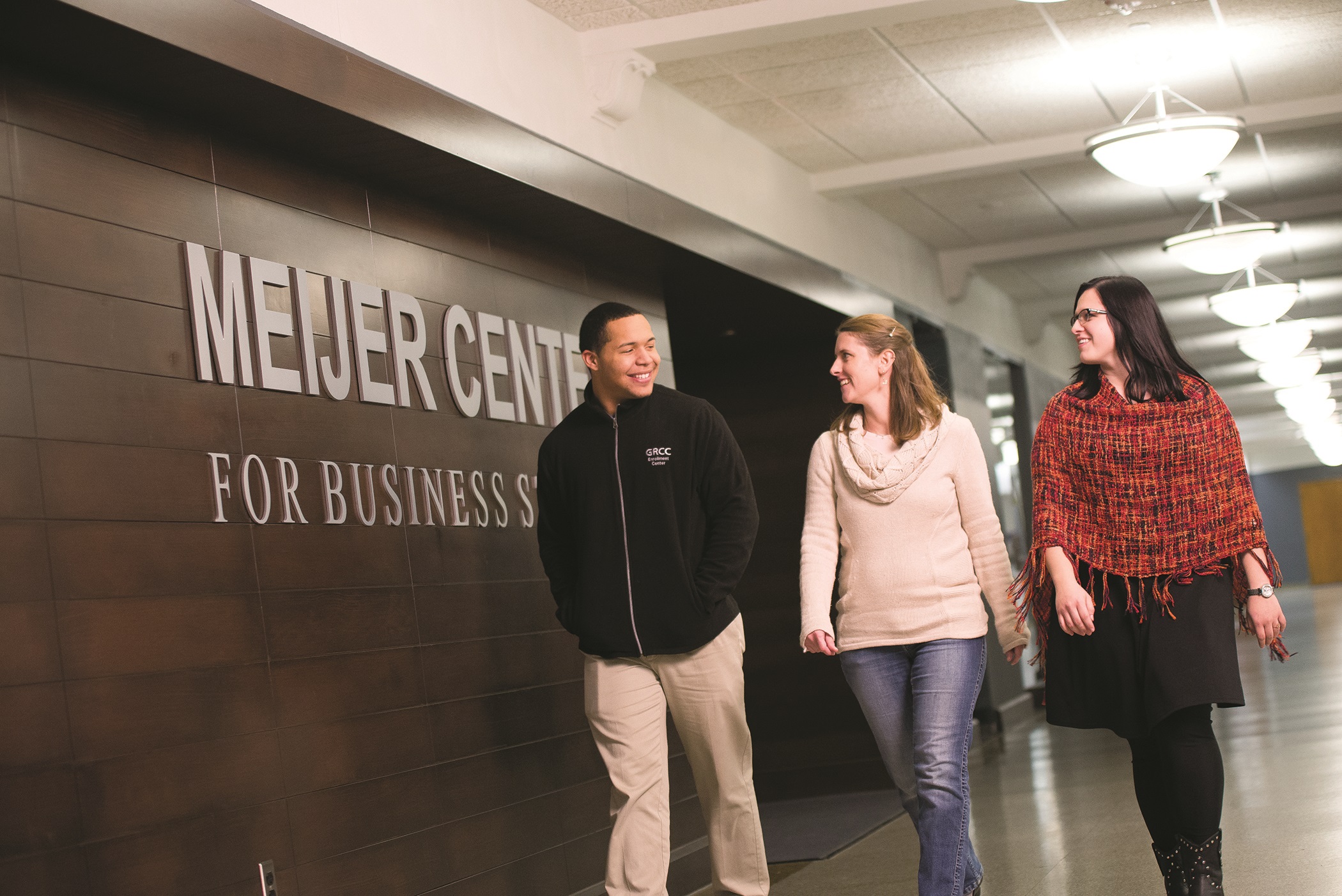 GRCC Business Students Walking in the Hallway of the Meijer Center for Business