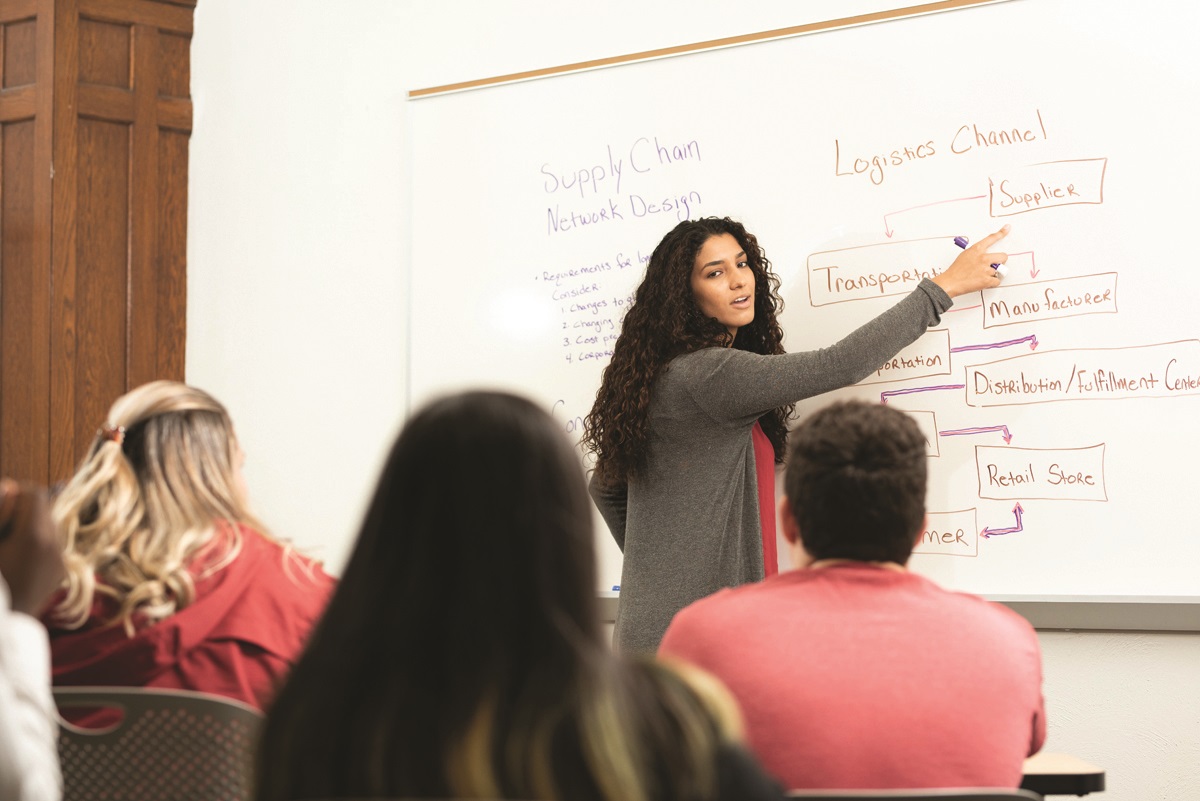 GRCC Business Faculty instructing class on Logistics