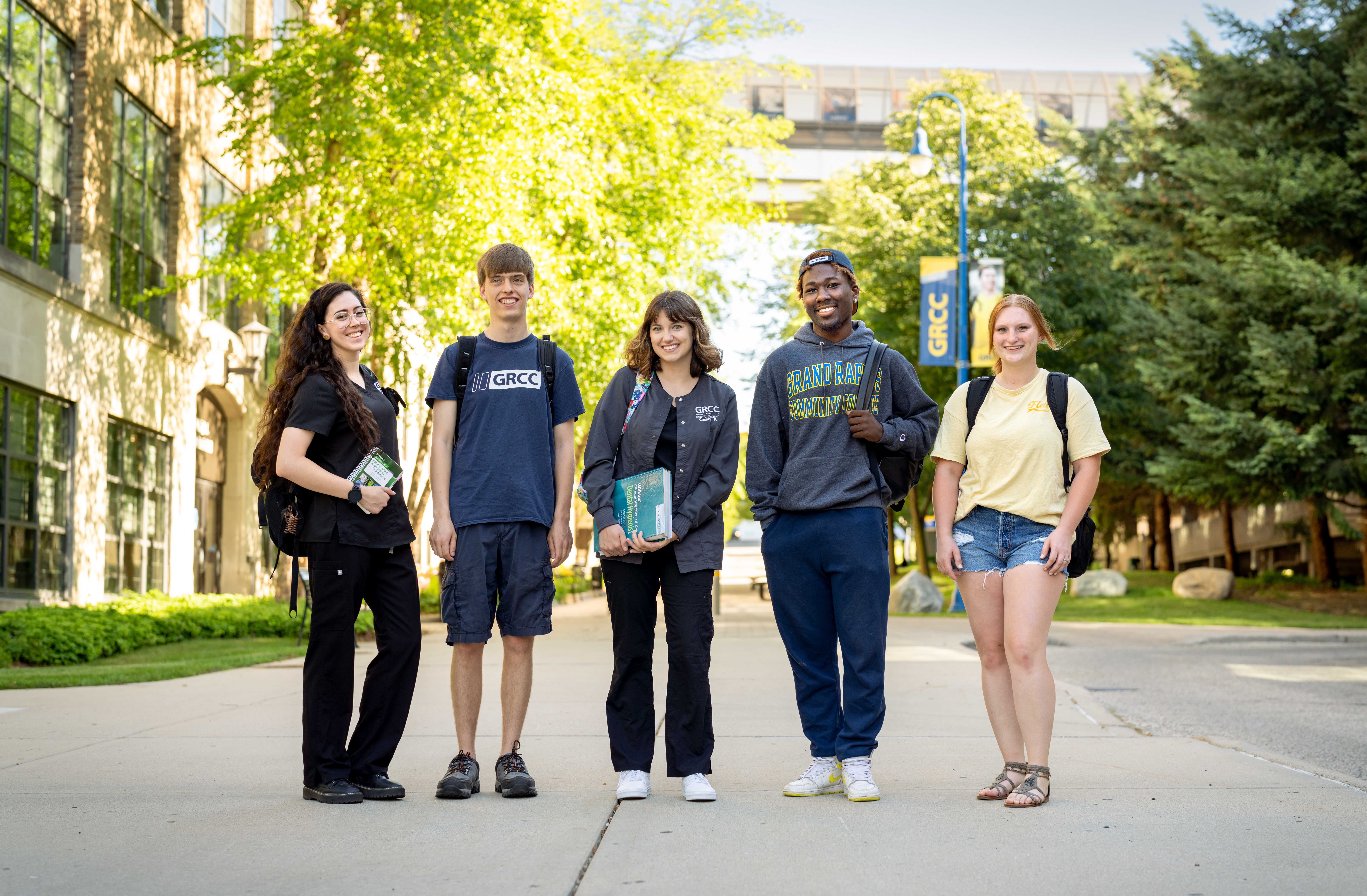 Grand Rapids Community College-Students walking on Commons in Summer